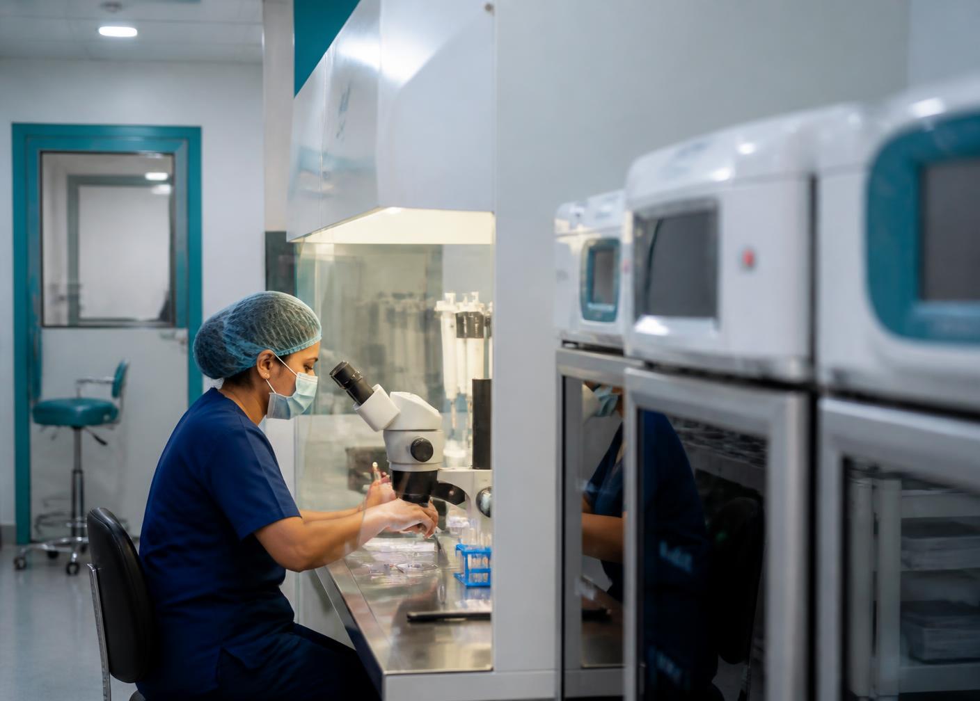 Embryologist working in the IVF laboratory